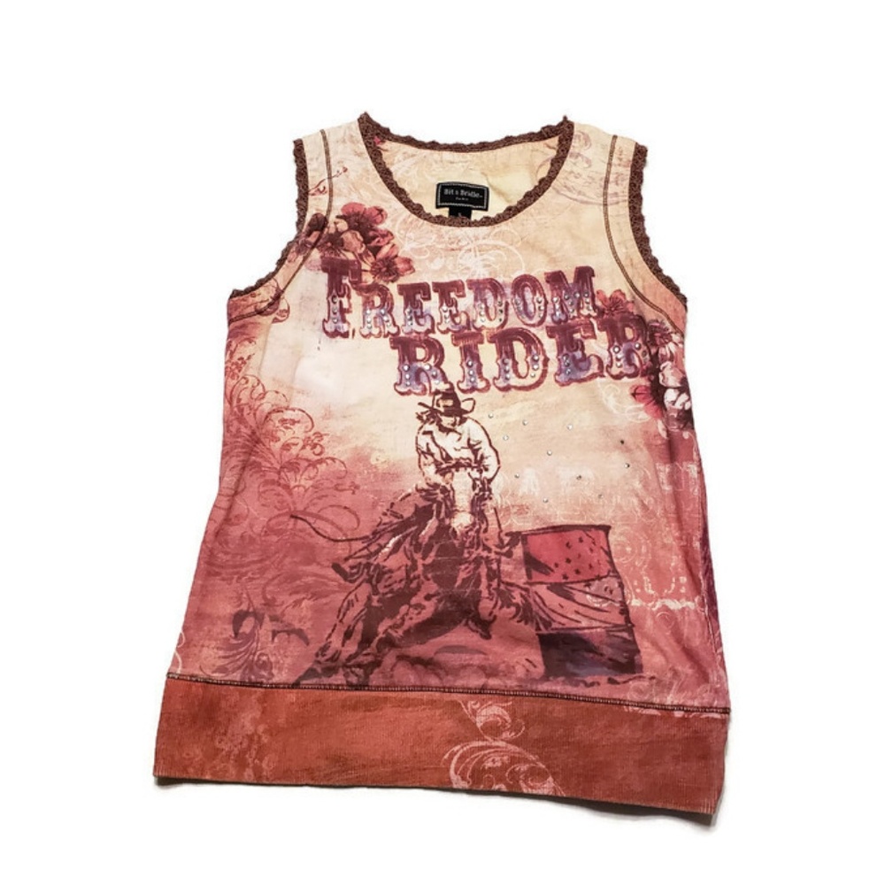 Bit and Bridle Rhinestone Ebellished Small Tank